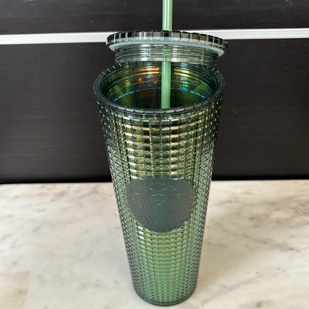 Starbucks 2022 Rainforest Green Iridescent Grid Venti 24 oz. Cold Cup Tumbler